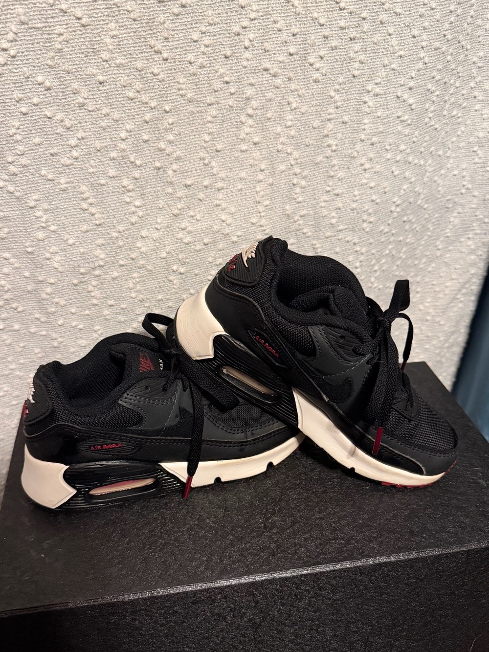 Nike Kids Black and White Air Max Sneakers with Red Accents